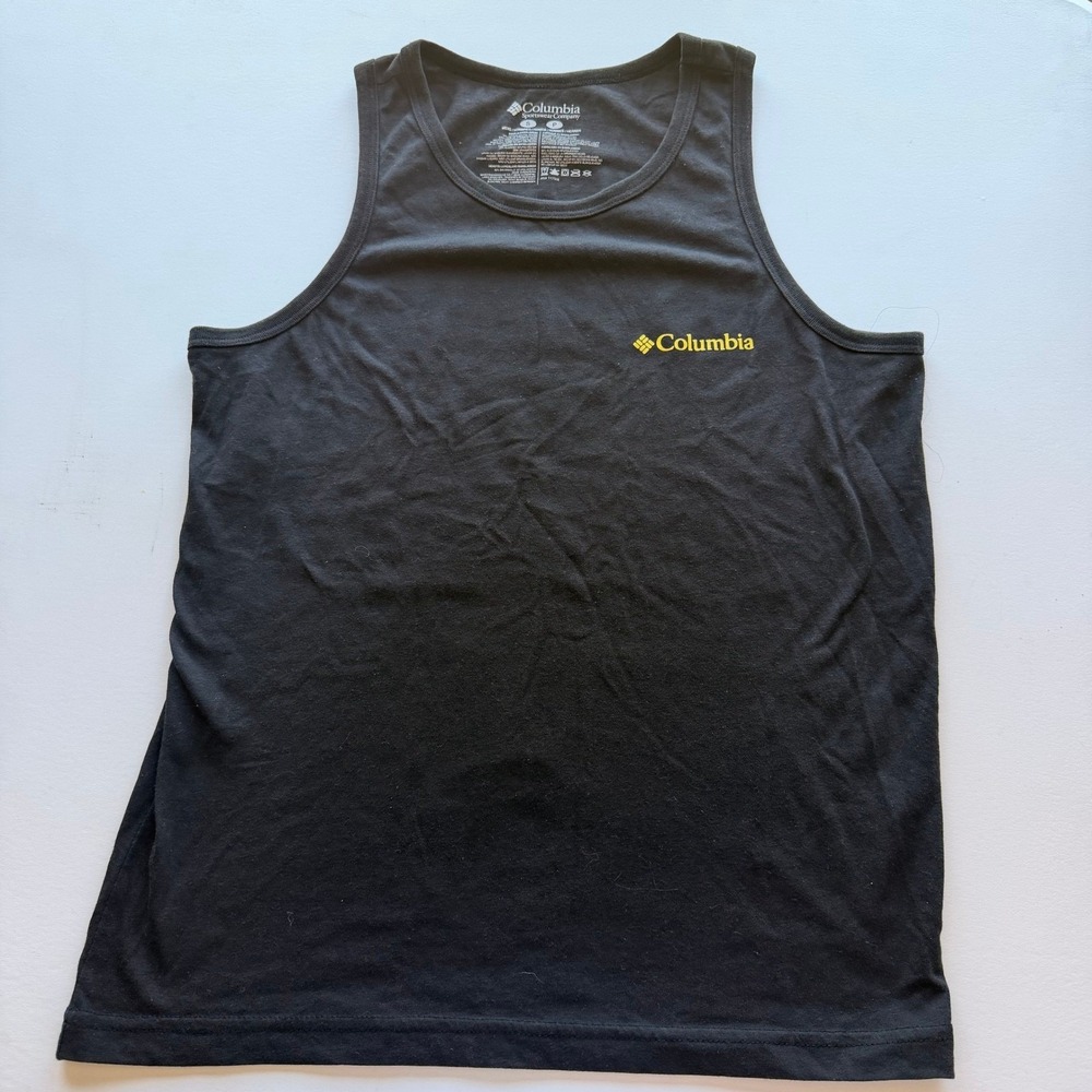 Columbia Mens‎ Tank Top Small Black Mountain Sunset Outdoor Sleeveless